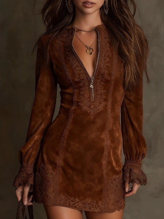 Laceframe Zip Midi Dress