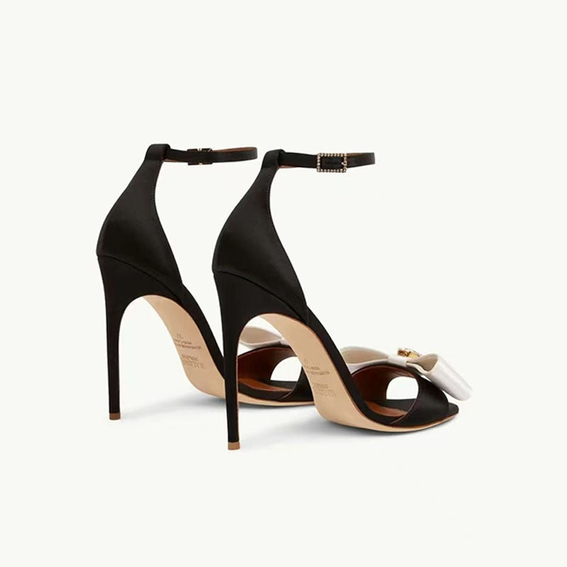 Lustre Bow-Buckle Heeled Sandals
