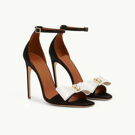 Lustre Bow-Buckle Heeled Sandals