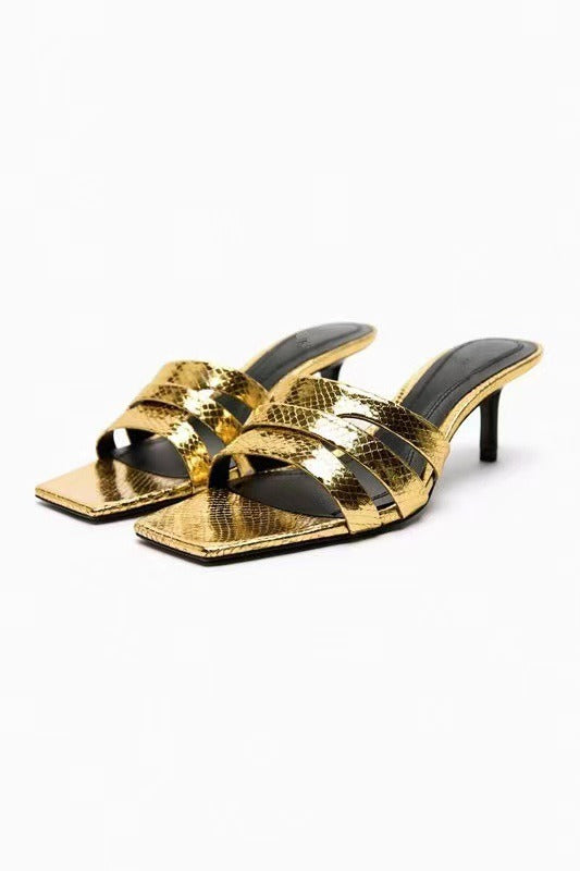 Gilded Arc Slingback Mules
