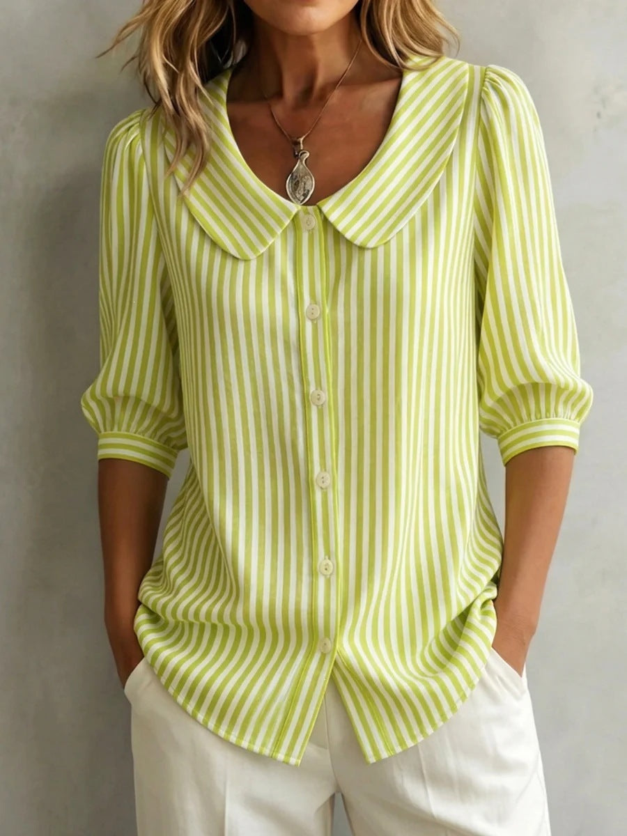Interval Stripe V-Neck Top