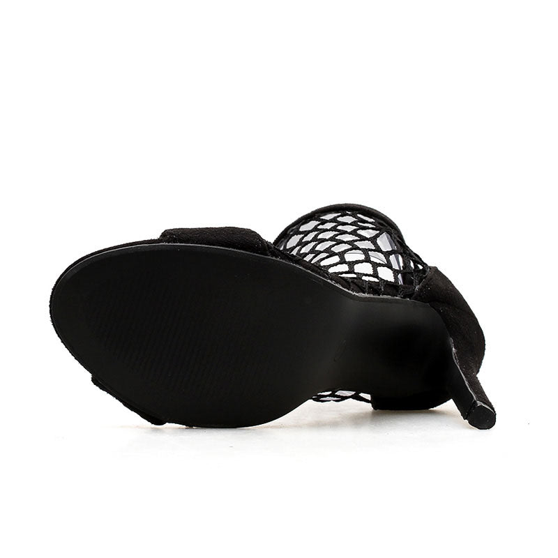 Linework Peep-Toe Stiletto