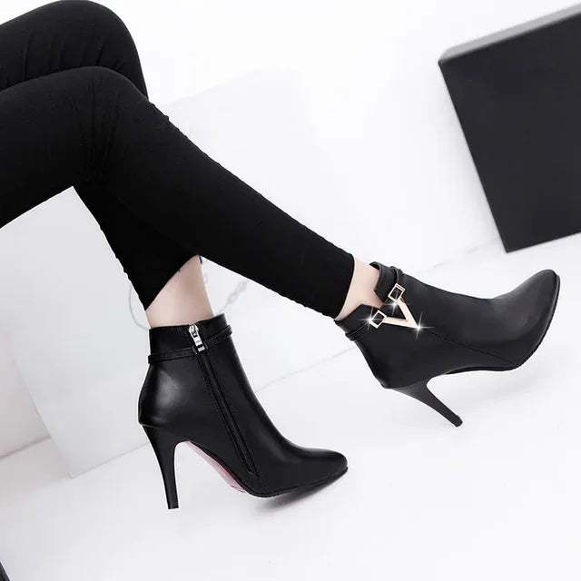 Needlepoint Stiletto Ankle Boots