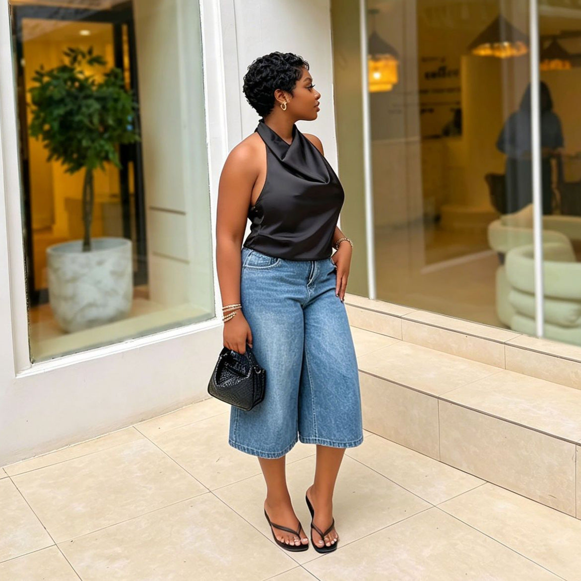 Coastline Cropped Denim Pants