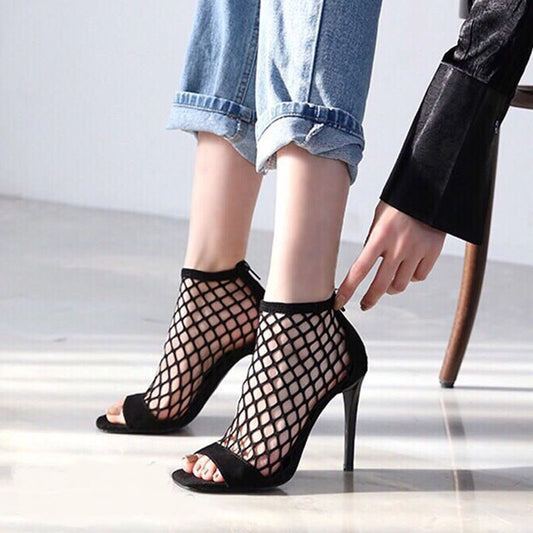 Linework Peep-Toe Stiletto