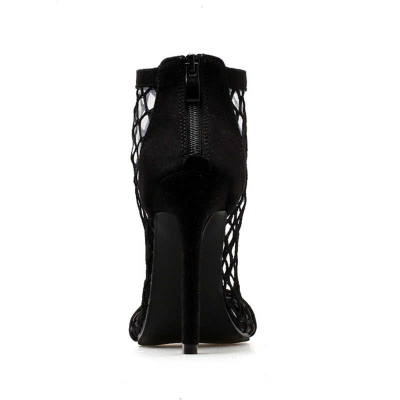 Linework Peep-Toe Stiletto