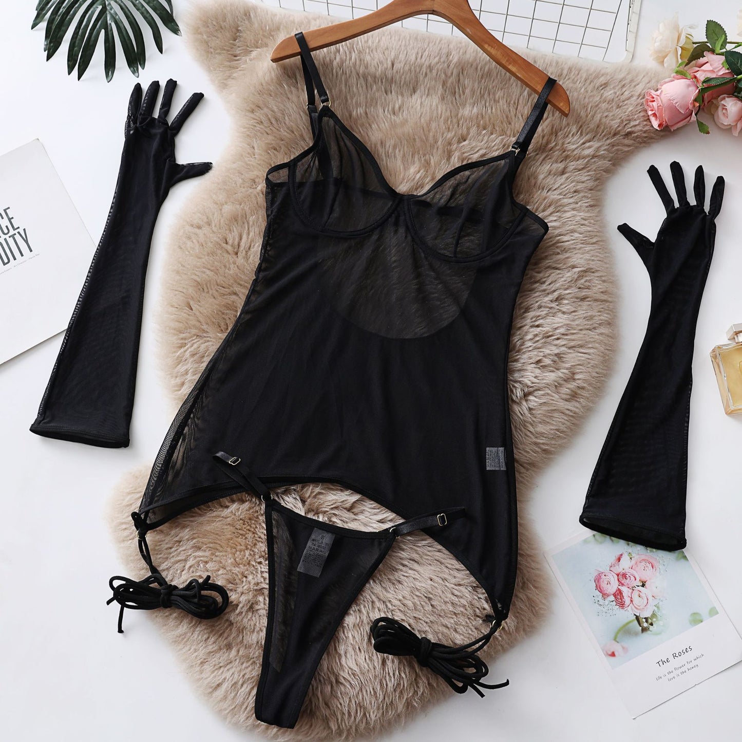 Lace Chemise & Gloves Set