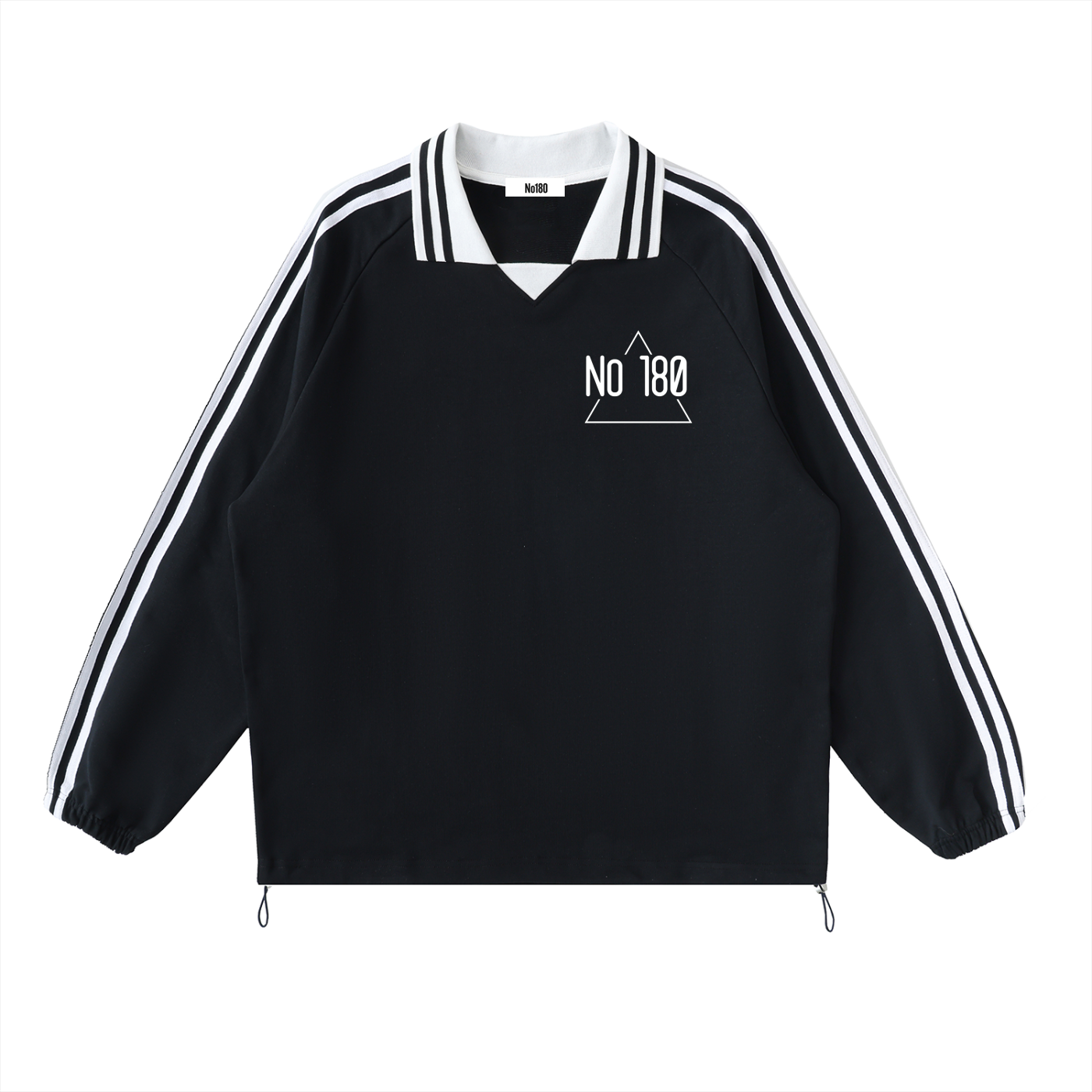 No 180 Contrast Stripe Lapel Sweatshirt