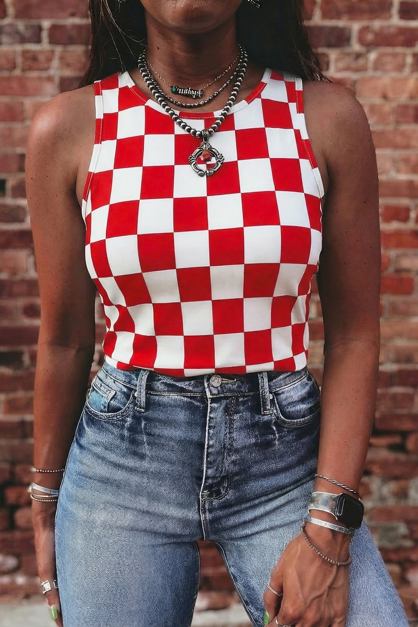No 180 Checkerboard Tank Top