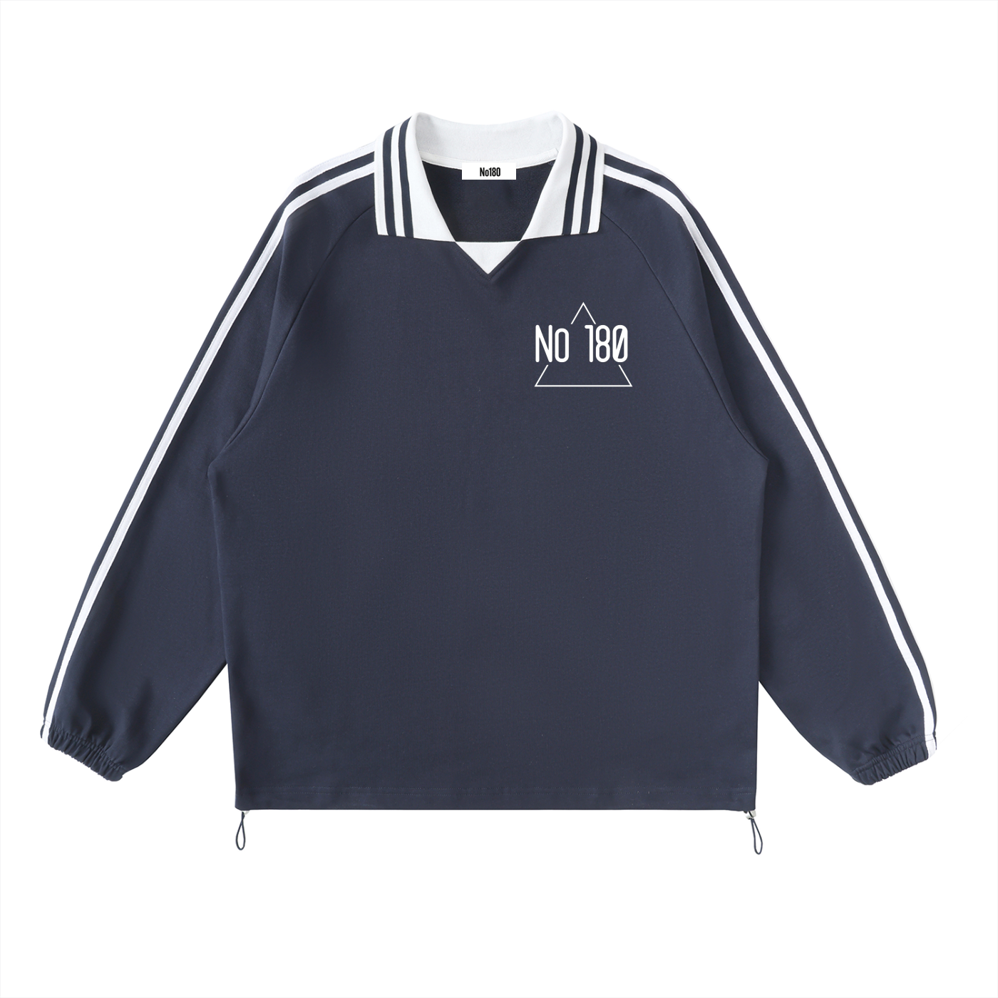 No 180 Contrast Stripe Lapel Sweatshirt