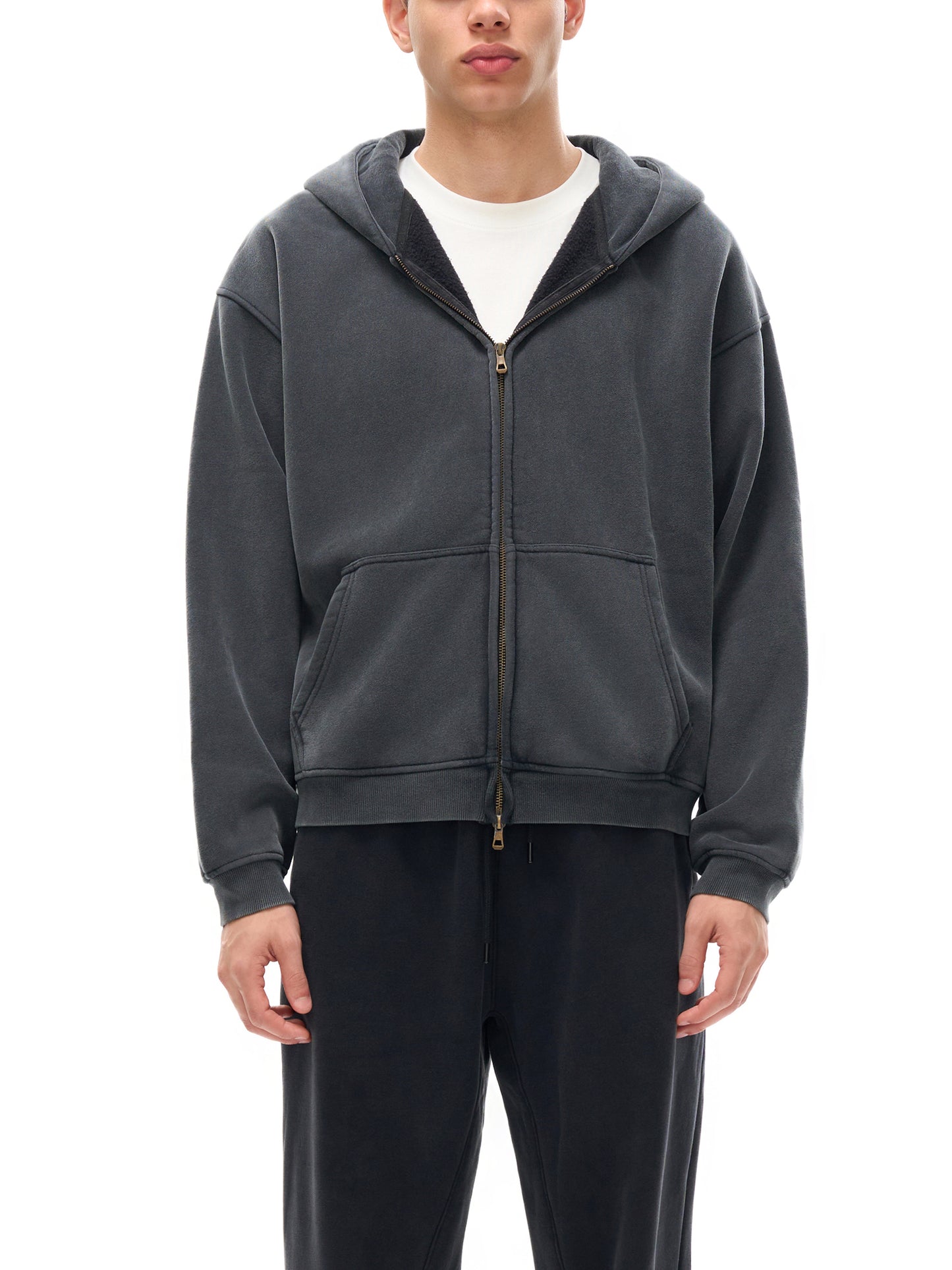 No 180 Zip-Through Boxy Fleece Hoodie