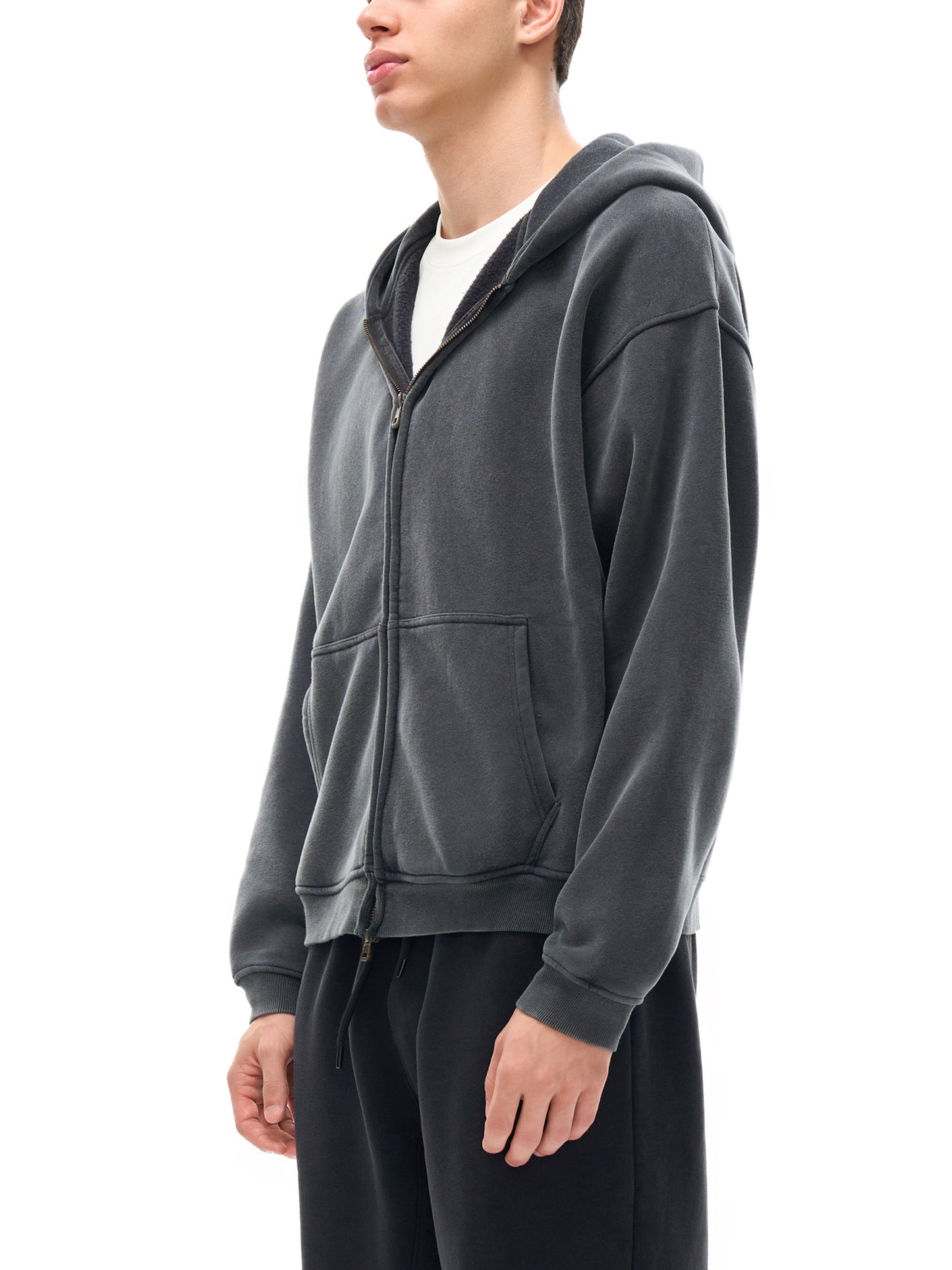 No 180 Zip-Through Boxy Fleece Hoodie