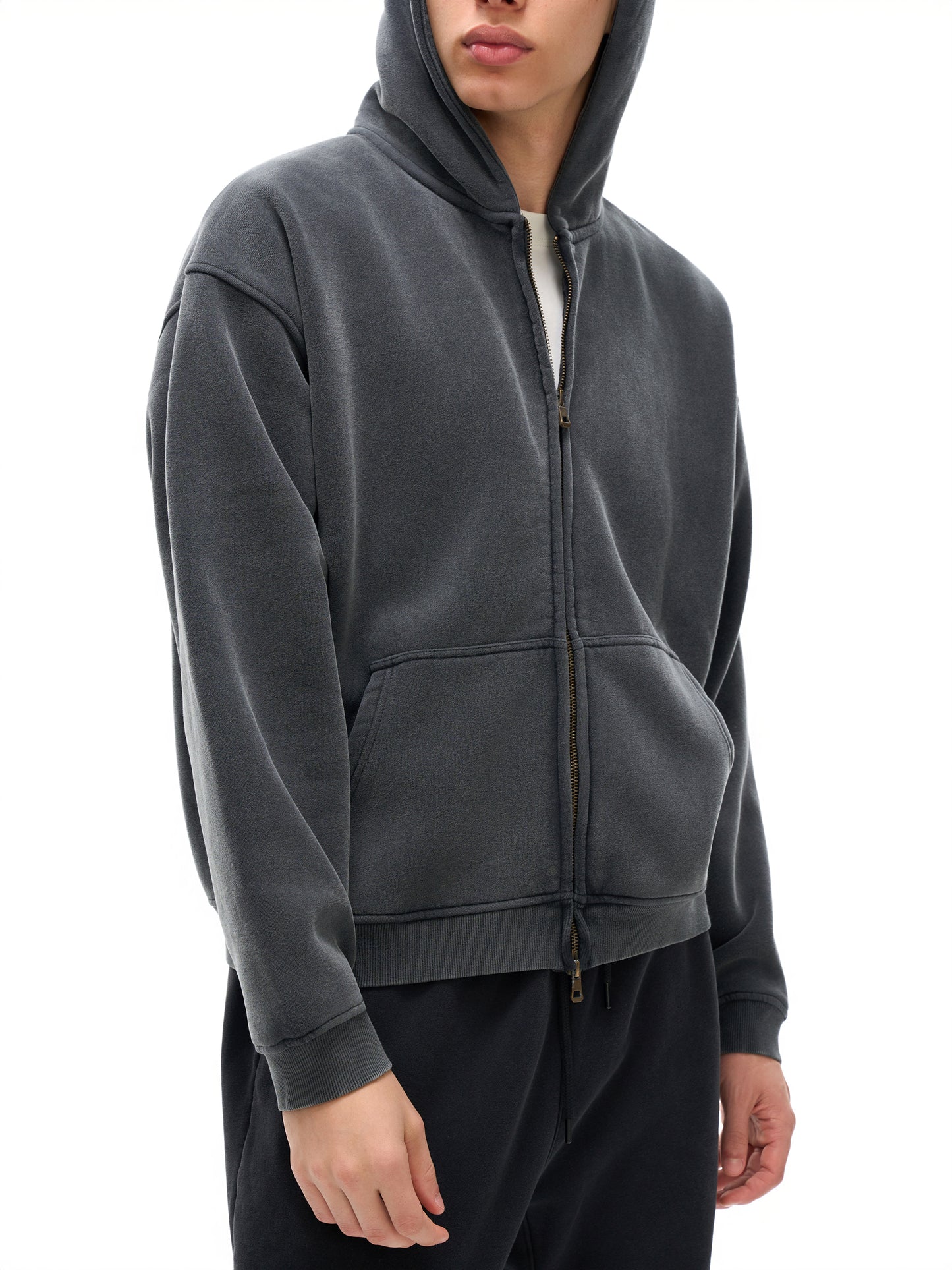 No 180 Zip-Through Boxy Fleece Hoodie