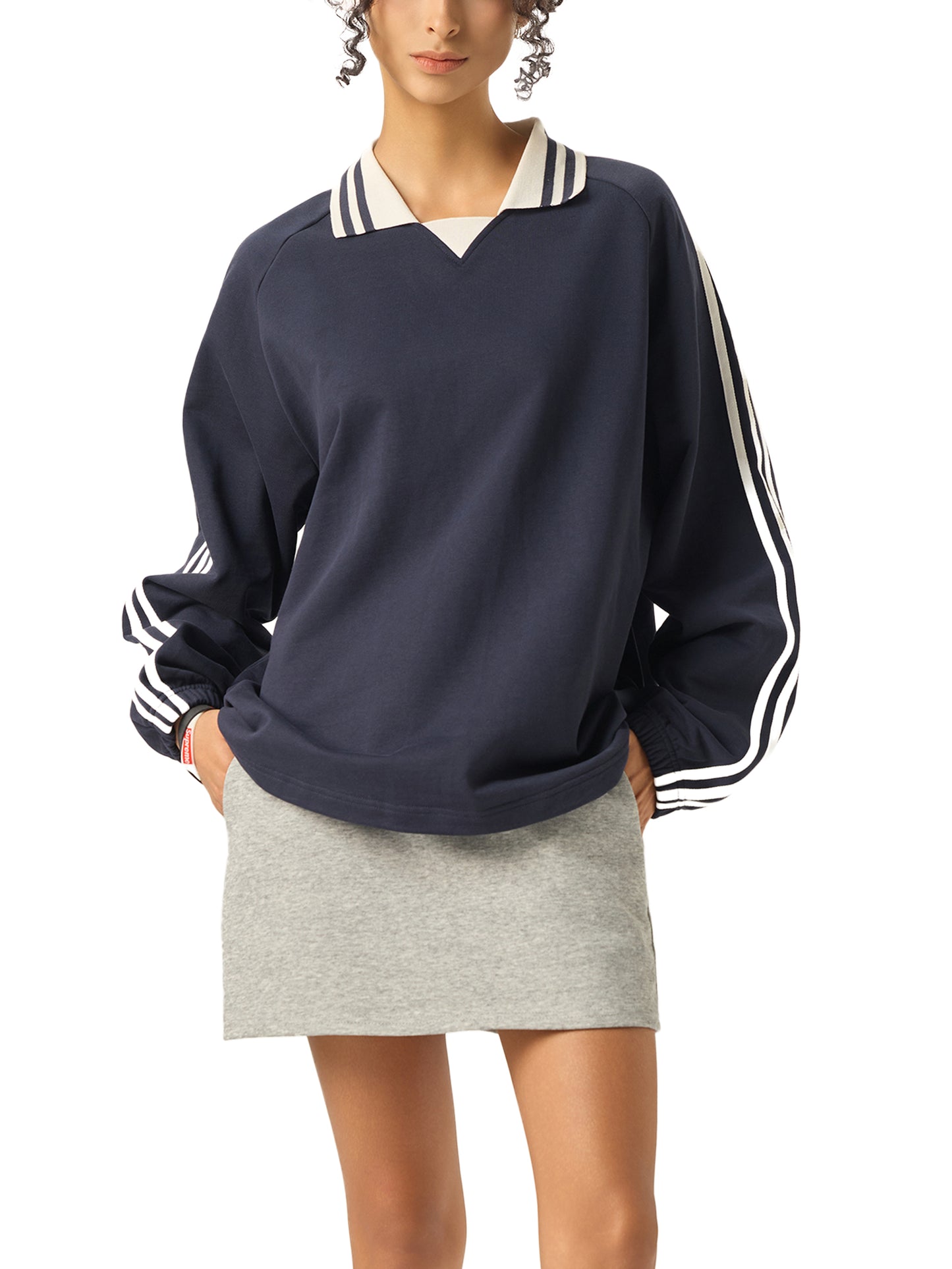 No 180 Offset Lapel Sweatshirt