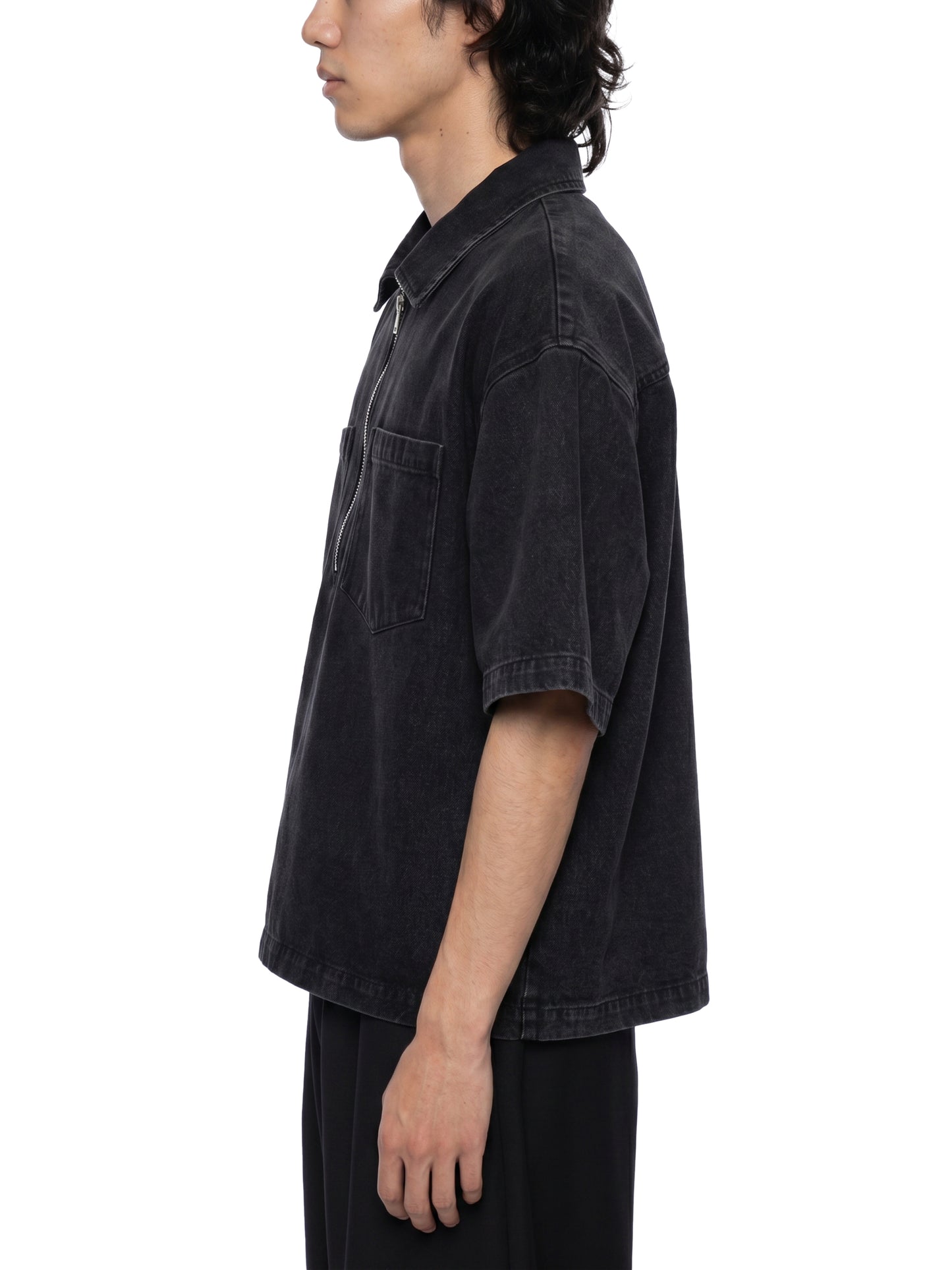 No 180 Vintage Quarter Zip Denim Shirt