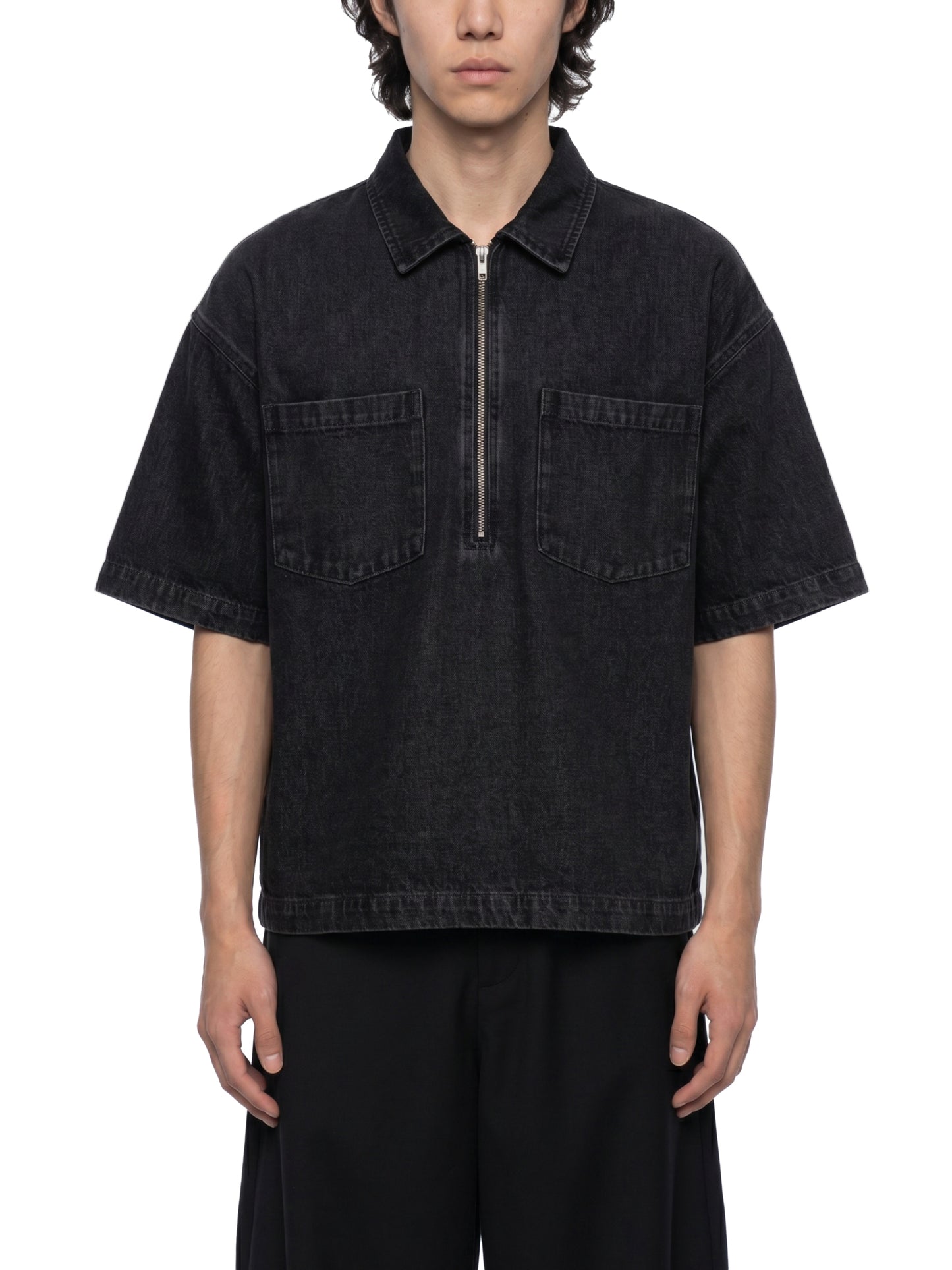 No 180 Vintage Quarter Zip Denim Shirt