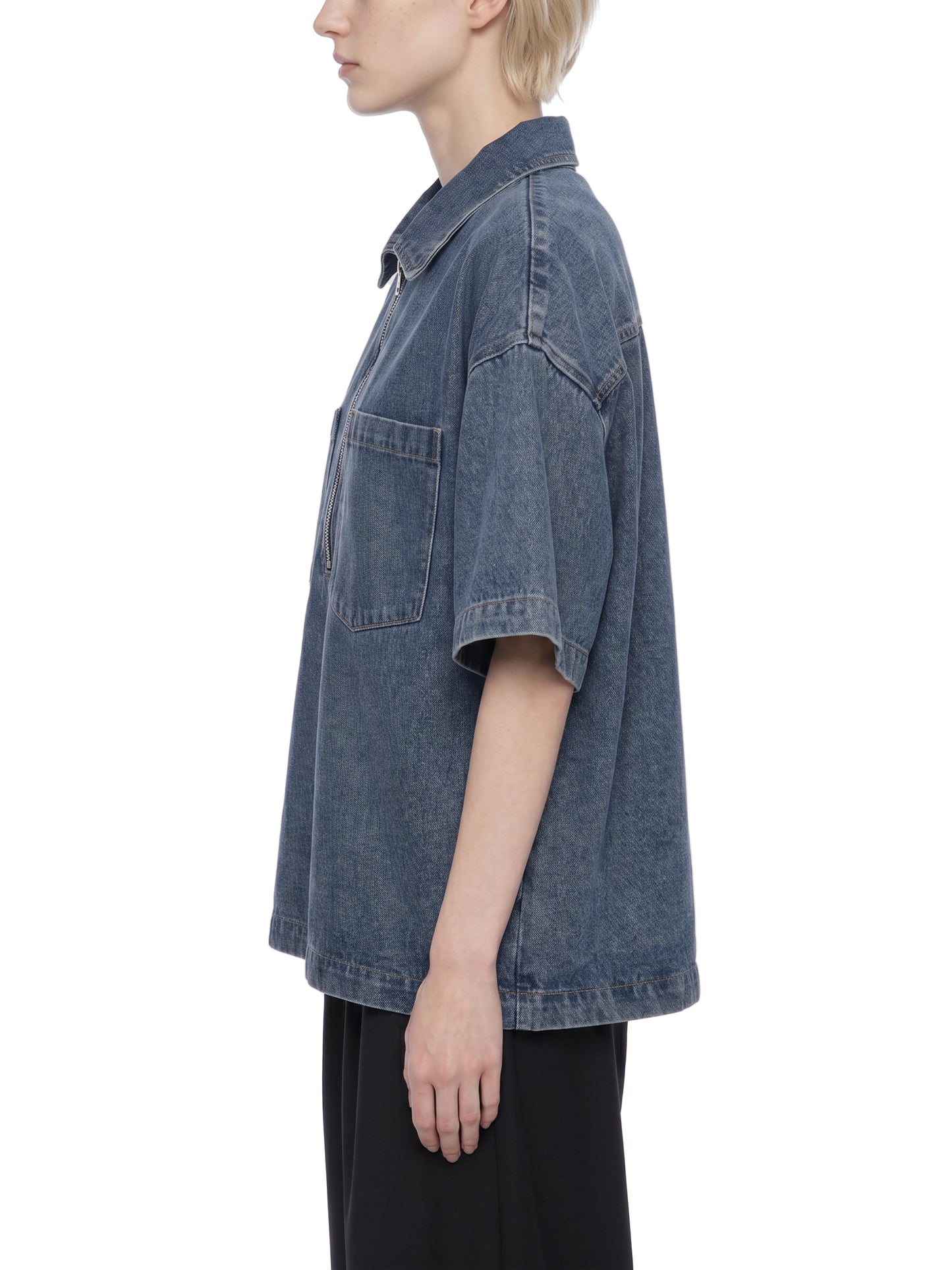 No 180 Vintage Quarter Zip Denim Shirt