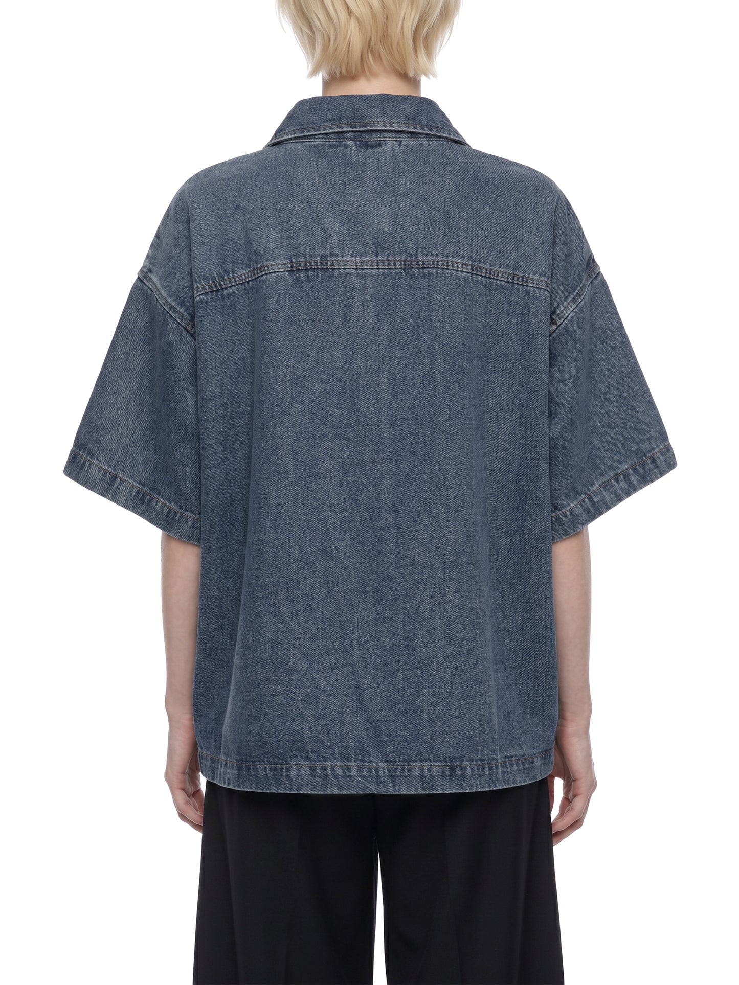 No 180 Vintage Quarter Zip Denim Shirt